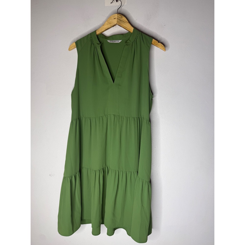 Amanda uprichard green sleeveless tiered mini dress pockets size M